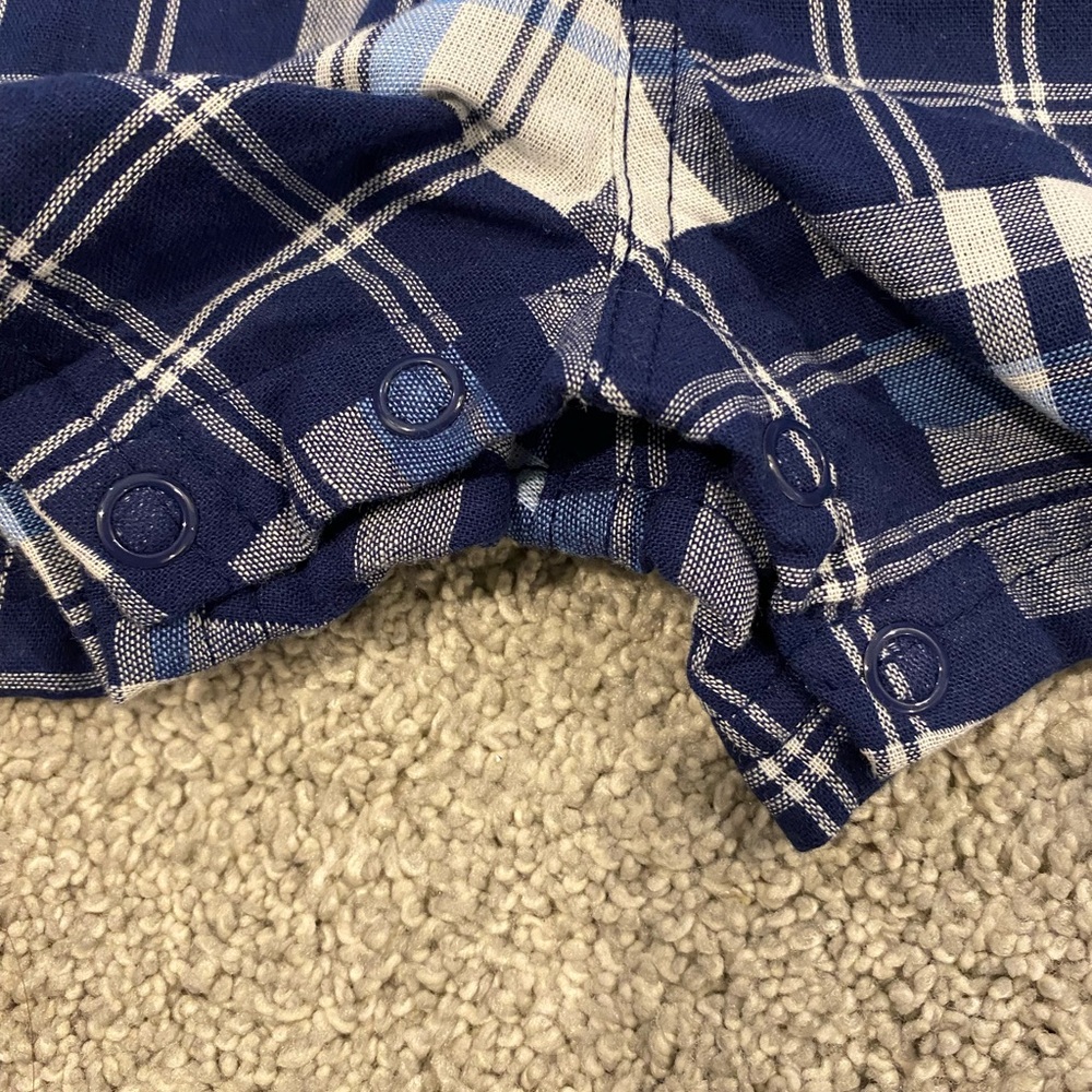 Little Me toddler boys whale overall set blue plaid 18 months new - Picture 3 of 3